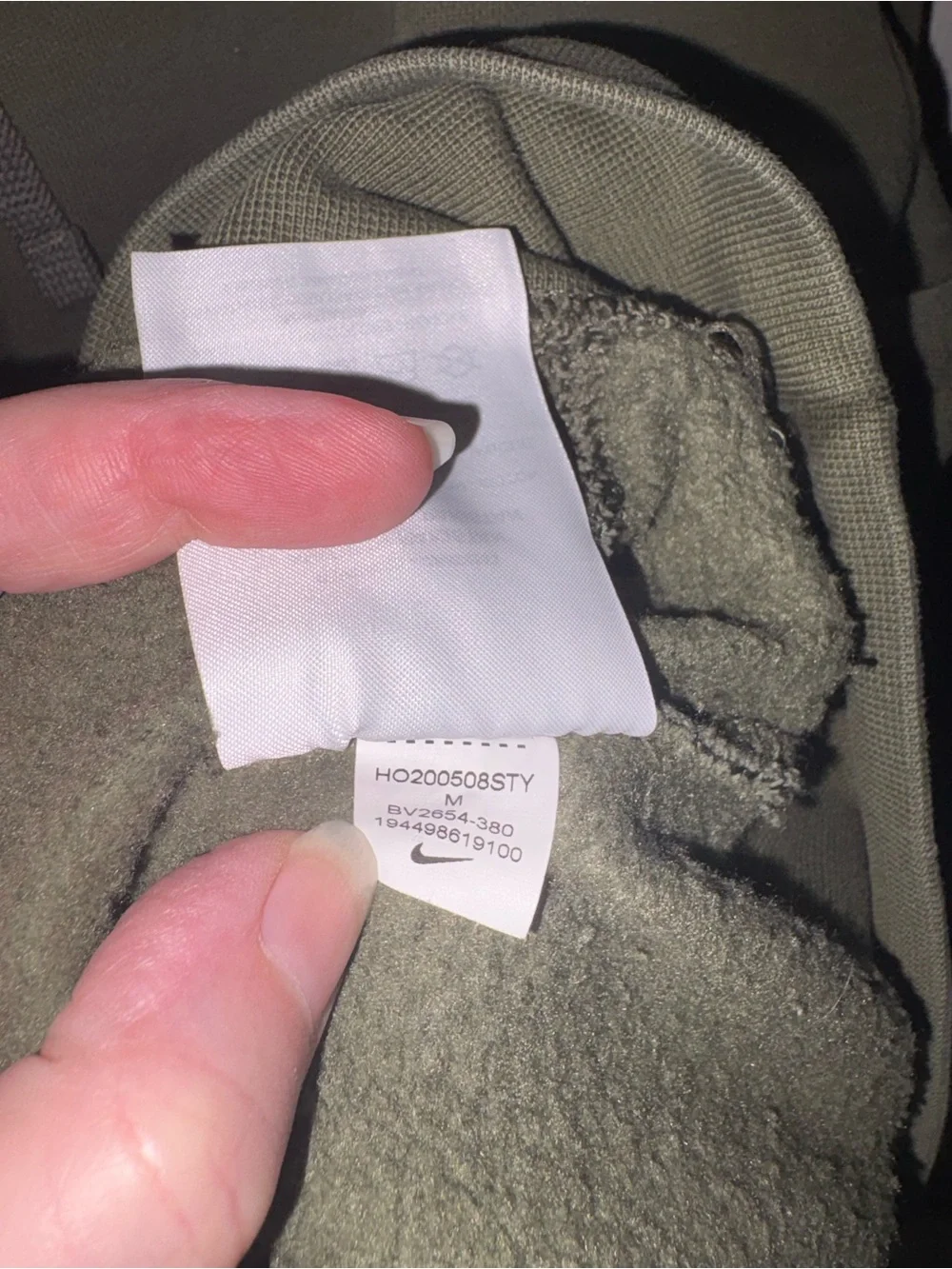 Nike Olive Green Hoodie with Small White Logo